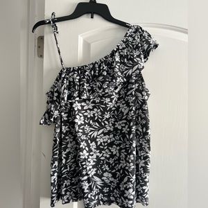 Gray and white floral off the shoulder top